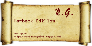 Marbeck Gálos névjegykártya